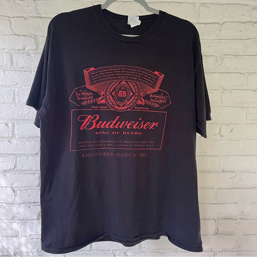 BUDWEISER Black Graphic Tee with Red Logo